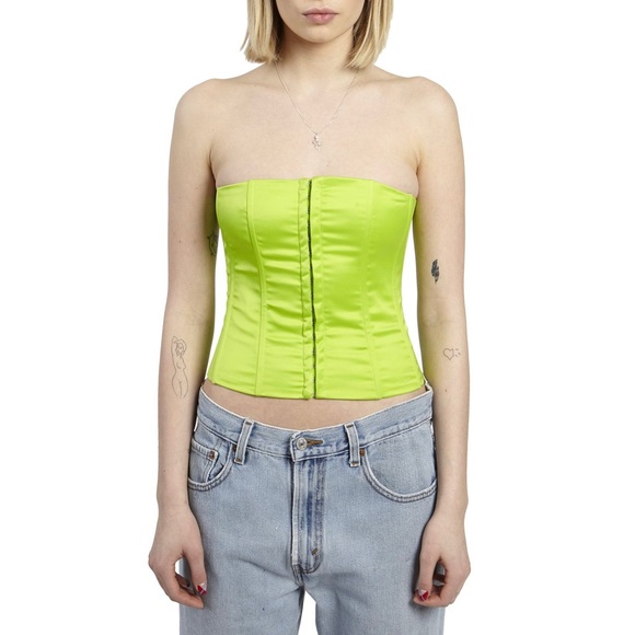Danielle Guizio satin corset bustier top green - Picture 2 of 11